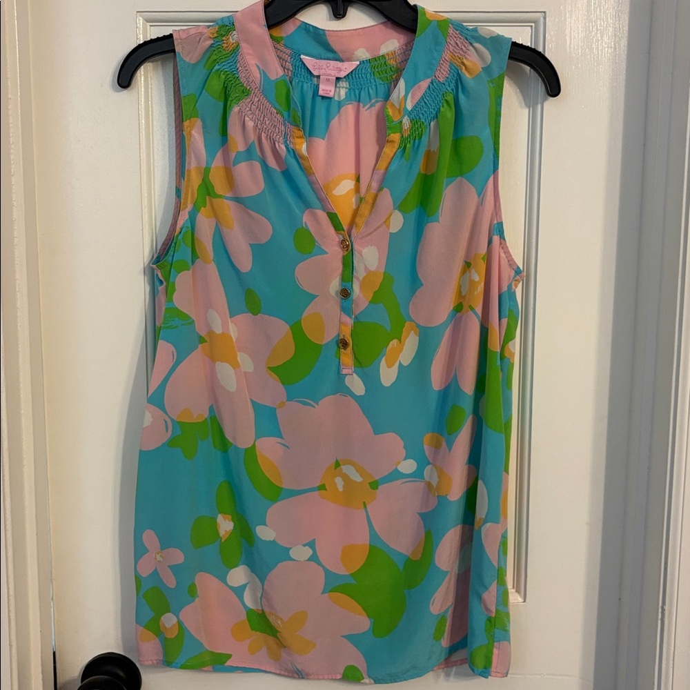 Lilly Pulitzer Pink and Blue Floral Top - M
